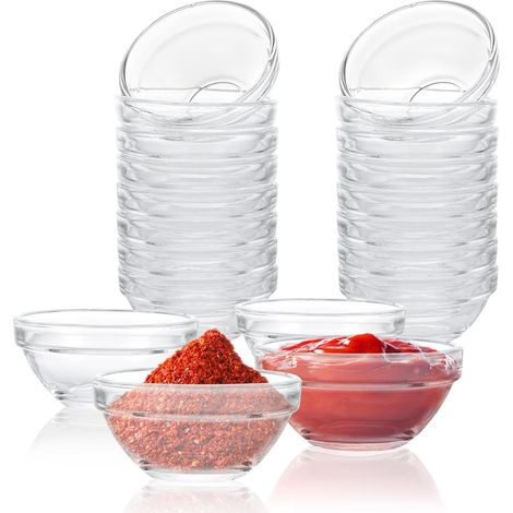 20 Coupelles Verre Trempé, Bol Sauce 75ml, Ramequin Transparent Empilable, Pour Apéritif Cuisine (1/5)