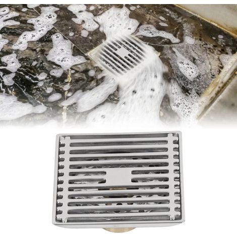 Siphon de sol carré pour douches, avec récupérateur de cheveux, pour une évacuation rapide, adapté aux zones humides et à un usage domestique.-AquaForge (1/5)