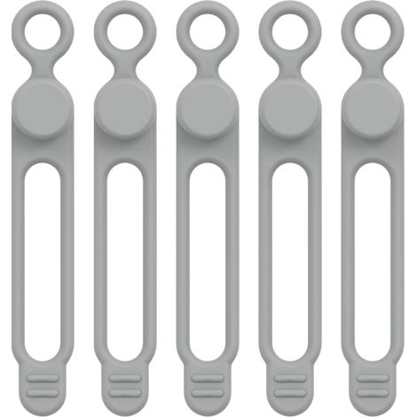 Attaches de gestion des câbles, attaches de câble en silicone Attaches de fil de cordon élastique Organisateur de câbles - Sangles de fixation réutilisables, 5 pièces, support de cordon en Silicone (1/5)