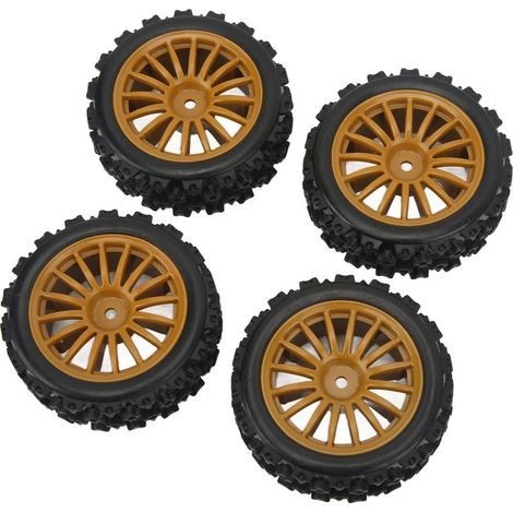 4 pièces pneus RC jante 12mm hexagone marron plastique caoutchouc texture concave-convexe pour voiture de sport plate 1/10 02 (1/5)