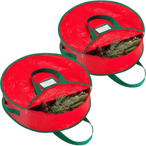 Set di 2 borse portaoggetti resistenti per decorazioni natalizie，Adatte per ghirlande，Soluzione ideale per una conservazione elegante (1/5)