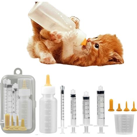 Seringue d'alimentation pour animaux de compagnie avec tétine, outil d'alimentation en silicone pour chatons, chiots, chatons nouveau-nés, petits animaux et lapins (1/5)