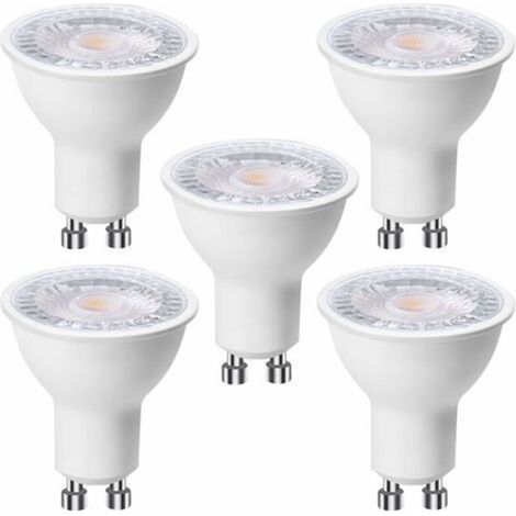 Lot de 5 ampoules LED GU10 6 W (équivalent à 60 W), Blanc Chaud 3000K 500 lumens, Ampoule led gu10 120° Larges Faisceaux, Spot Encastré sans Scintillements, Dimmable [Classe énergétique F] (1/4)