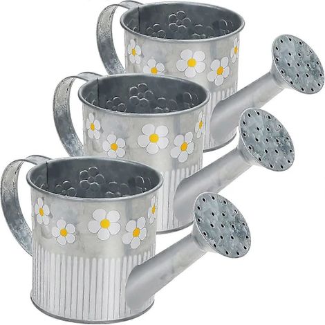 Ensemble de 3 carafes décoratives Xceedez en métal argenté - style vintage 550 ml galvanisé avec anse et bec verseur - À utiliser (1/3)