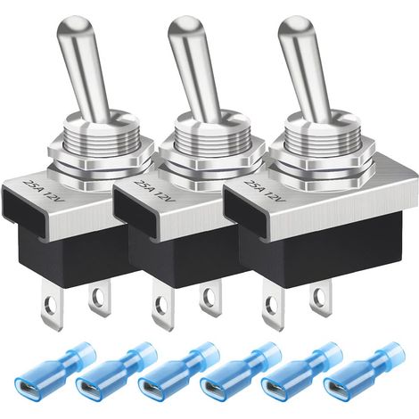 Interrupteur À Bascule - 3 Pièces - Métal - SPST 25A - Automobile Et Marine - 12,2mm (1/5)