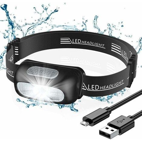 Lampe Frontale, Rechargeable Puissante avec 5 Modes D'éclairage, Étanche IPX4, Portable Lampe Frontale LED avec Lumière Rouge pour La Pêche/Camping/Cyclisme/Randonnée,de (1/5)