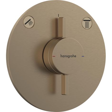 Mitigeur de douche encastré, Robinet douche rond 2 sorties, Mitigeur monocommande pour iBox universal 2, Bronze brossé, 75418140 (1/5)