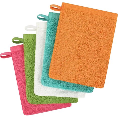 Gant de Toilette Microfibre Coton pour Bebe et Enfant - Gants de Toilette Microfibre Serviette Visage Réutilisable 5 Pièces-012 (1/5)