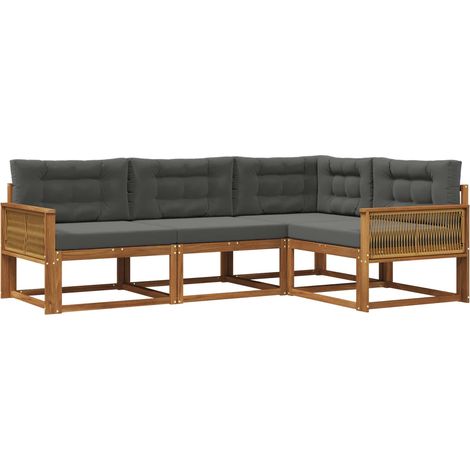 Outdoor Sofa Set with Cushion 4 pcs Natural and Anthracite vidaXL (1/5)