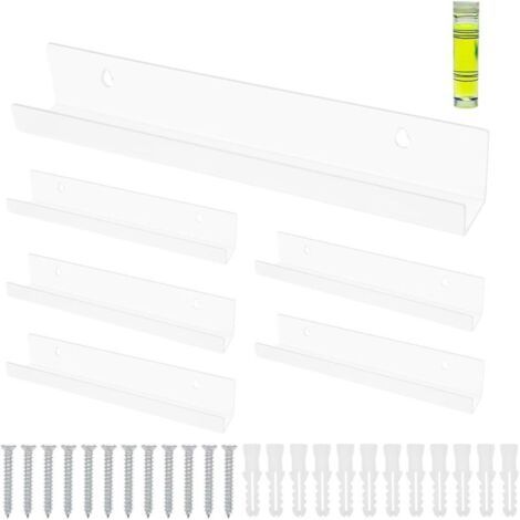 Lot de 6 Etagere Vinyle Acrylique Étagère Murale, 30,5 X 4,5 X 4,5 cm Etageres Murales Chambre, Porte-Disque Porte Vinyle Mural, pour Affichage de Vos LP Préférés (Transparent) (1/5)