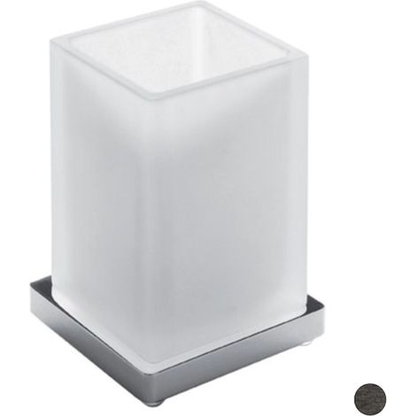 COLOMBO DESIGN Look porta bicchiere appoggio vetro satinato grafite mat codice prod: B16410GM-VAN (1/2)
