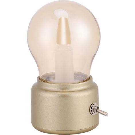 Ampoule LED portable vintage rechargeable par USB, idéale pour la maison, le bureau ou les voyages (dorée) (1/5)