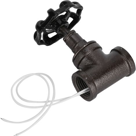 Lampe de Table Vintage en Fer Noir avec Valve d'Arrêt et Fil Blanc - Style Steampunk (1/5)