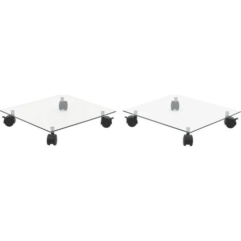 Set di 2 pratici supporti quadrati per piante con rotelle 35 x 35 cm in vetro temperato trasparente 020046293