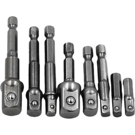 Ensemble de 8 rallonges de tournevis et perceuse MC en acier au chrome-vanadium avec tige hexagonale, adaptateur de clé à douille durable pour les bricoleurs (1/5)