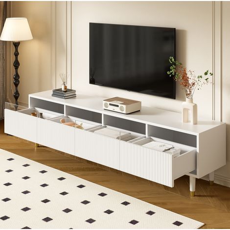 TV-Schrank 178x35x45 cm weiß aus MDF mit 4 Schubladen und Kabelmanagement (1/5)