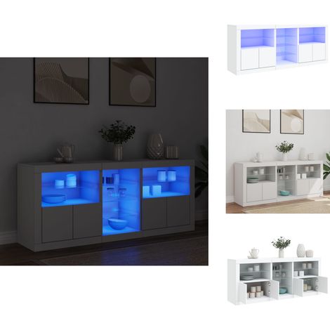 Buffet avec lumières LED blanc 162x37x67 cm - Meuble De Rangement - Buffet - Meuble Tv - Luminaire Led - Décoration Intérieure (1/5)
