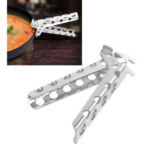 Camping-Topfzubehör, hitzebeständige und rutschfeste Topfzange aus Aluminiumlegierung, Camping-Topfzange, Bratpfannenzange, silberfarben. (1/5)