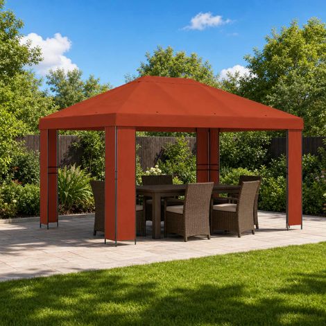 Teenpull – Pavillon 4 x 3 m Terrakotta Polyester und Stahl 190 gsm (1/5)