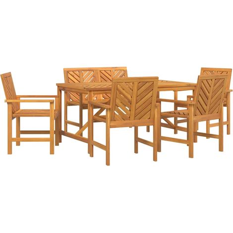 Maison Exclusive - Garten Essgruppe 6 pcs Braun Massivholz Akazie
