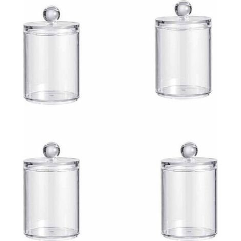 Lot de 4 Boite Coton Tige, distributeurs coton tige, organisateur cosmétique avec couvercles pour boules de coton, Cosmétique, tam (1/3)