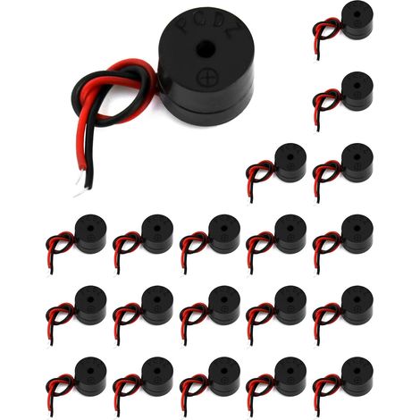 Lot de vingt buzzers électriques actifs trois a douze volts quatre vingt cinq decibels avertisseur sonore piezo longueur de câble cinquante millimetres (1/5)