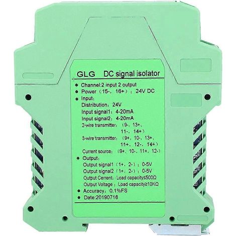 Module isolateur de signal CC 420 mA, isolateur de signal, conditionneur d'émetteur, 2 entrées, 2 sorties, 05 V (1/4)