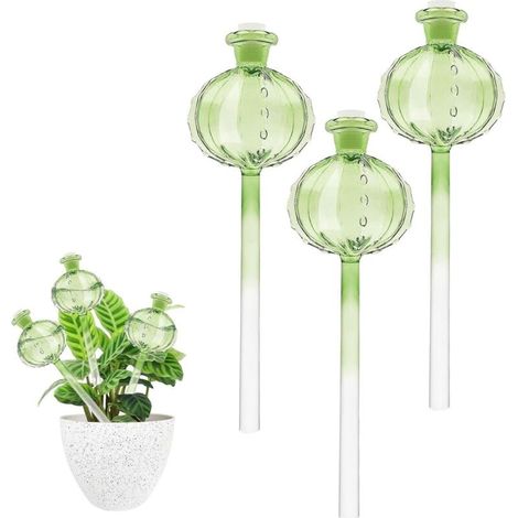 Lot de 3 globes d'arrosage en verre – Distributeur d'eau pour plantes d'intérieur – Hydratation automatique jusqu'à 3 semaines (1/4)