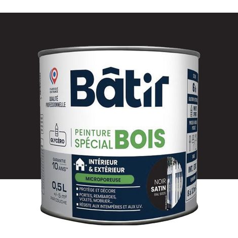 Peinture Spécial Bois BÂTIR Noir 0,5 L (1/2)