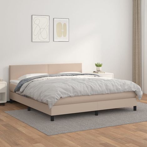 Boxspringbett Matratze Cappuccino-Braun 180x200 cm Kunstleder (1/5)