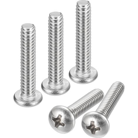 10-24x1" Tête Machine Vis, 304 Inox Acier 18-8 Vis, Phillips Lecteur, Entièrement Fileté, Finition, Paquet de 10 (1/5)