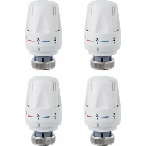 Tête De Radiateur, 4 Pièces Tête De Vanne De Radiateur, M30 x 1.5 Robinet Thermostatique Radiateur, Tête Thermostatique Pour Lavabo Salle De Bain WC (1/5)