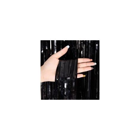 Rideau à paillettes — 200 x 100 cm — Idéal pour les décorations de fêtes, mariages et anniversaires — noir (1/4)