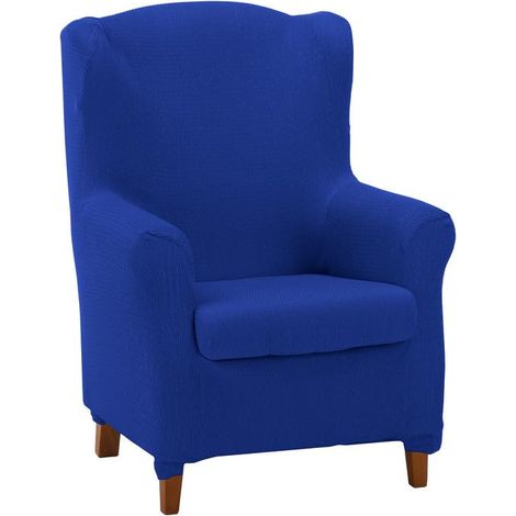 Housse de Fauteuil à Oreilles Duplex matelassée et Ultra-ajustée Housse de Fauteuil à Oreilles Duplex Extensible, Couleur Bleu électrique fabriquée en Espagne (1/4)