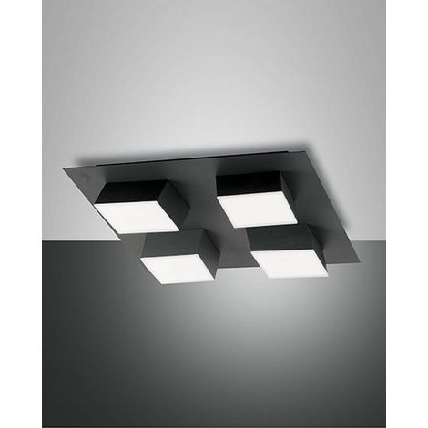 Plafonnier Led Carré Lucas 48 W 4160 Lm 3000 K Anthracite - Structure En Métal Et Méthacrylate, Dimmable Avec Coupure De Phase, Design Moderne Ip20