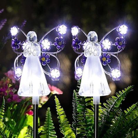 Lampes de jardin solaires en forme d'ange - Lot de 2 lampes solaires d'extérieur en forme d'ange (1/5)