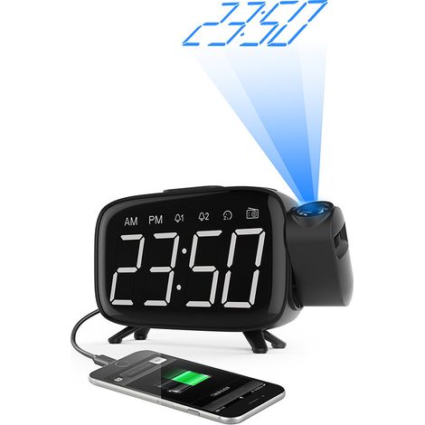 avec radio, réveil numérique à 3 niveaux de luminosité, port USB et fonction snooze. (1/5)