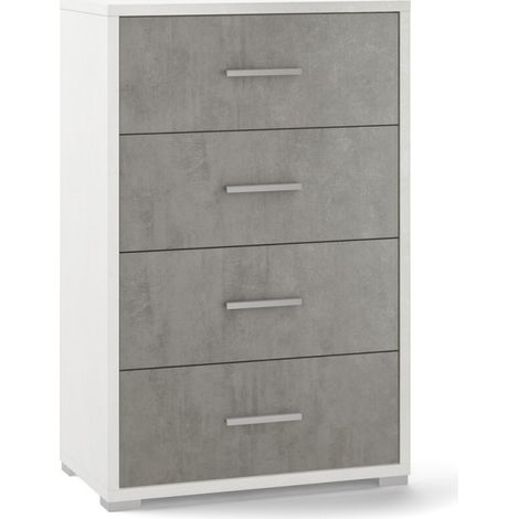 Bürokommode mit vier Schubladen White Cement 51x41x H110 cm
