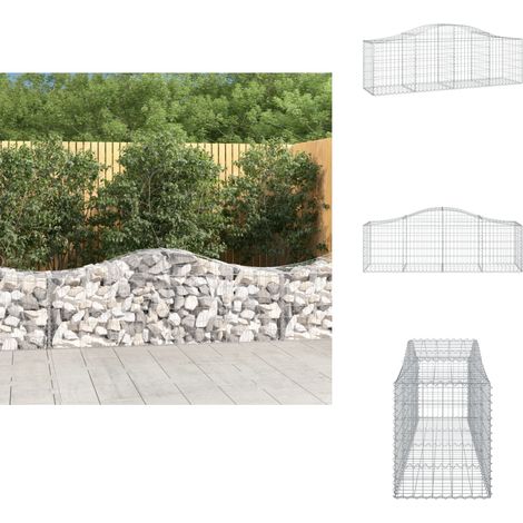 Gabione mit Hochbogen 200x50x60/80 cm Verzinktes Eisen - Gabionenkorb - Gabionenwände - Gartendekoration - Gartenzubehör - Zaun (1/5)