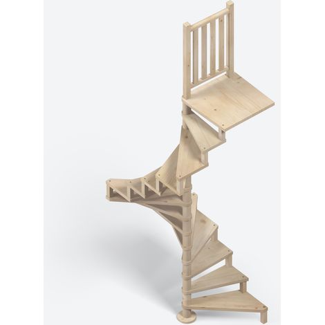 Sogem – Escalier en colimaçon SQUARE WOOD sapin Ø120cm – 14 marches de 38mm – Accès aux combles – Installation rapide en un week-end (1/5)