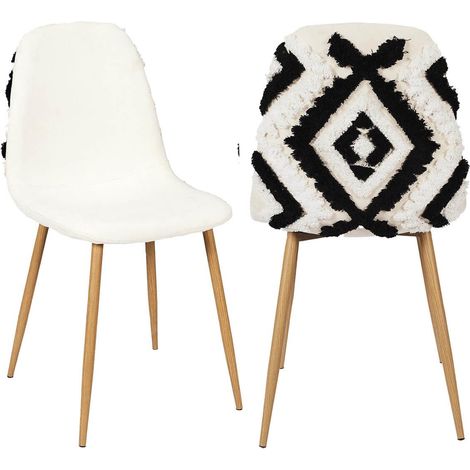 WAP - Lot de 2 Chaises Blanches et Noires Pieds Effet Bois (1/5)