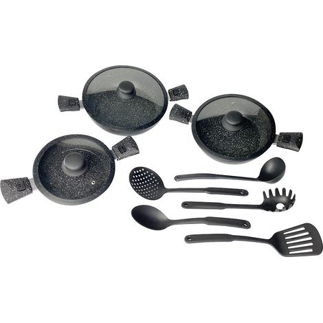 255028 Juego de cacerolas 17 piezas 20-24-28 cm DGBAVARIA NEGRO asas extraíbles (1/5)