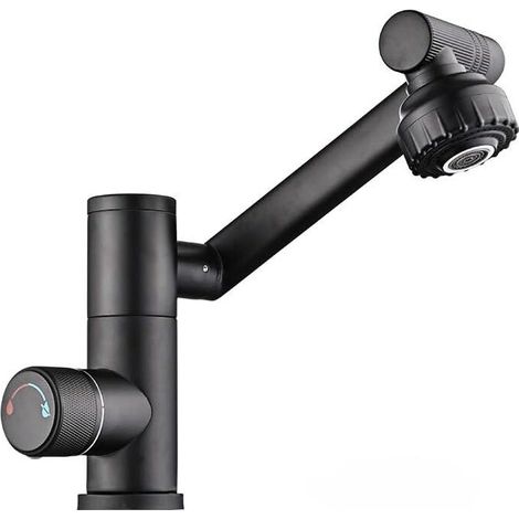 LED Bathroom Sink Faucet Single Hole Bronze Single Handle Faucet Digital Temperature Control Large Screen Stainless Steel Washbasin Faucet (1/5)