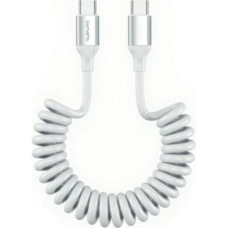 Cable espiral 4smarts USB-C a USB-C de 240 W, color blanco