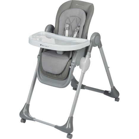 chaise haute, 0 à 3 ans, 0 à 15 kg, entièrement réglable, 9 positions de hauteur et 3 d’inclinaison, nettoyage facile, 4 roues pivotantes, pliage compact, Tinted Grey (1/5)
