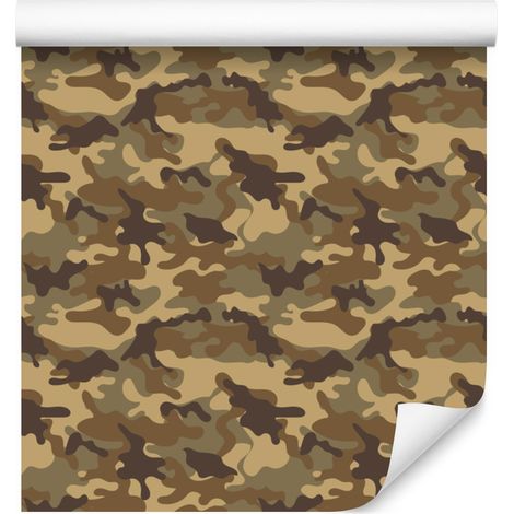 Carta da parati mimetica militare ocra e oro per soggiorno e camera da letto 50x1000 cm (1/5)