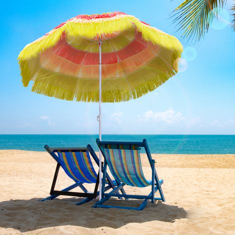 Parasol hawaïen, parasol de jardin, réglable en hauteur, inclinable, coloré, Ø160 x 190 cm