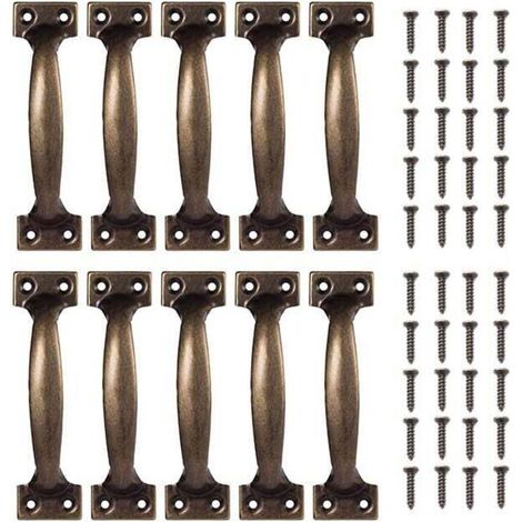 Poignées De Meuble Vintage 10Pcs Bronze Rétro Pour Armoires Cuisine 98x23mm (1/4)