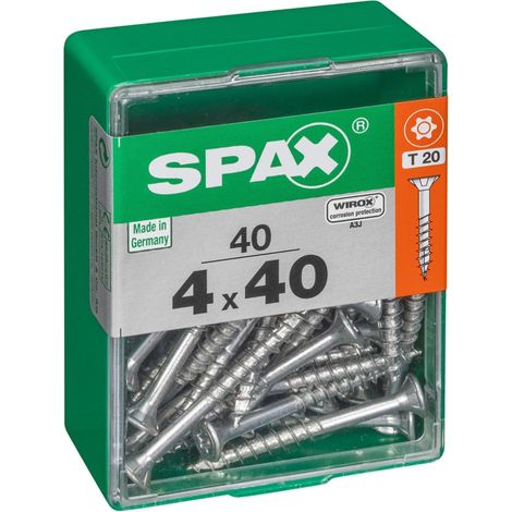SPAX Universalschraube, 4 x 40 mm, 40 Stück, Teilgewinde, Senkkopf, T-STAR plus T20, 4CUT, WIROX - 4191010400402 (1/4)