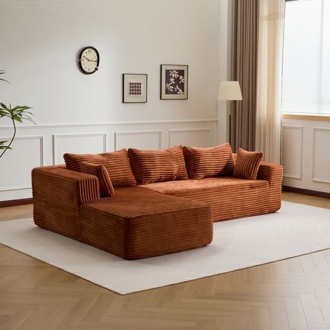 Ecksofa Modernes Samtcord Schlafsofa, Sofa klein L-Form Couch
